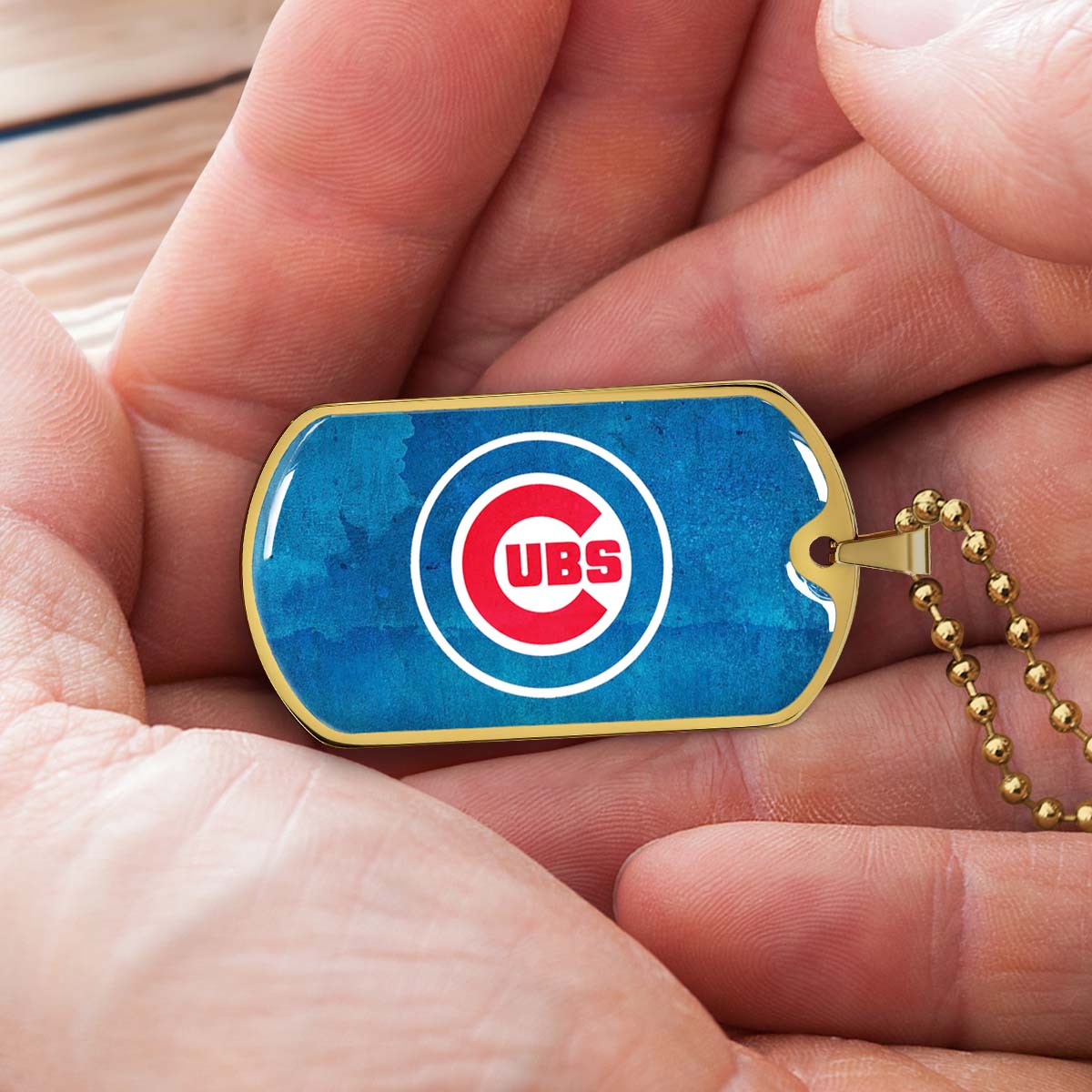 Baseball - BBD009 - Chicago Cubs - Bold Sports Emblem in Blue - Baseball Dog Tag - Military Ball Chain - Luxury Dog Tag