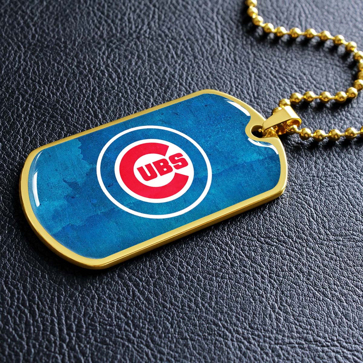 Baseball - BBD009 - Chicago Cubs - Bold Sports Emblem in Blue - Baseball Dog Tag - Military Ball Chain - Luxury Dog Tag