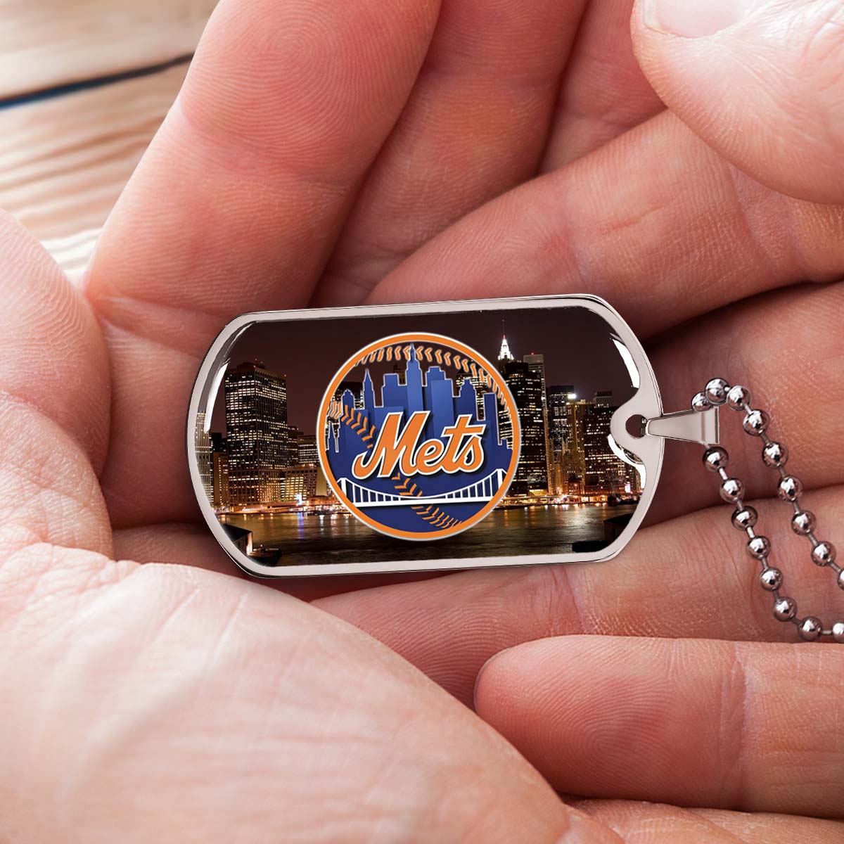 Baseball - BBD010 - New York Mets A Night in the City - Baseball Dog Tag - Military Ball Chain - Luxury Dog Tag