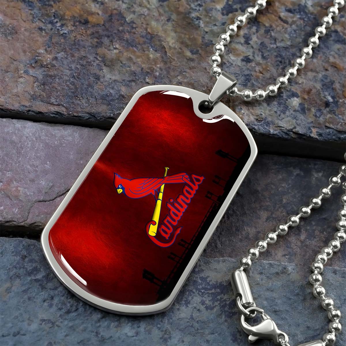 Baseball - BBD011 - Cardinals - Baseball Dog Tag - Military Ball Chain - Luxury Dog Tag