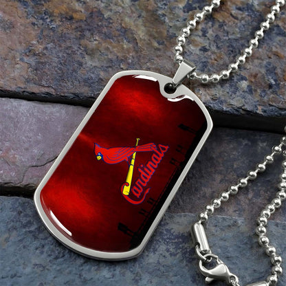 Baseball - BBD011 - Cardinals - Baseball Dog Tag - Military Ball Chain - Luxury Dog Tag