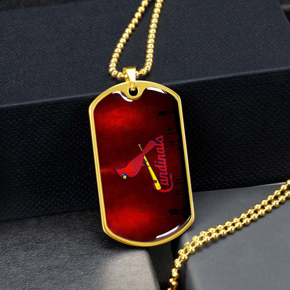 Baseball - BBD011 - Cardinals - Baseball Dog Tag - Military Ball Chain - Luxury Dog Tag