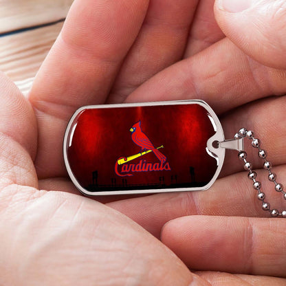 Baseball - BBD011 - Cardinals - Baseball Dog Tag - Military Ball Chain - Luxury Dog Tag