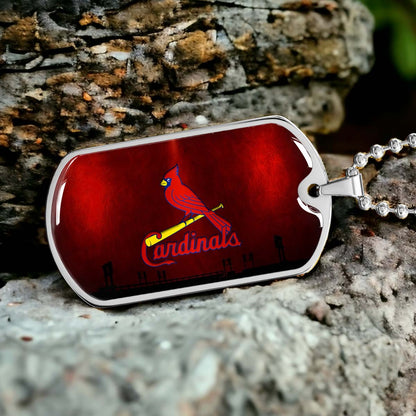 Baseball - BBD011 - Cardinals - Baseball Dog Tag - Military Ball Chain - Luxury Dog Tag
