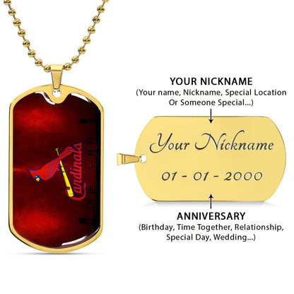 Baseball - BBD011 - Cardinals - Baseball Dog Tag - Military Ball Chain - Luxury Dog Tag