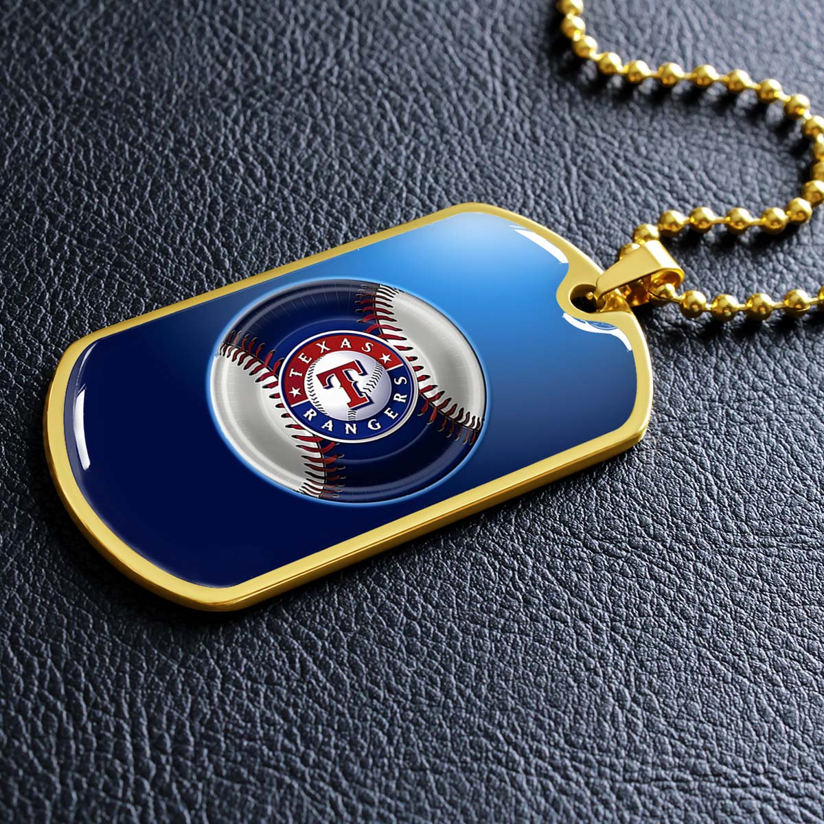 Baseball - BBD012 - Texas Rangers - Baseball Dog Tag - Military Ball Chain - Luxury Dog Tag