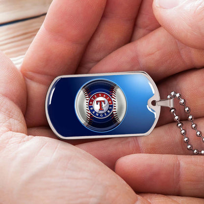 Baseball - BBD012 - Texas Rangers - Baseball Dog Tag - Military Ball Chain - Luxury Dog Tag