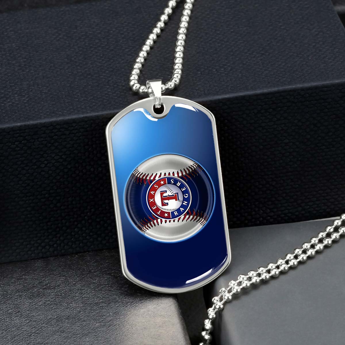 Baseball - BBD012 - Texas Rangers - Baseball Dog Tag - Military Ball Chain - Luxury Dog Tag