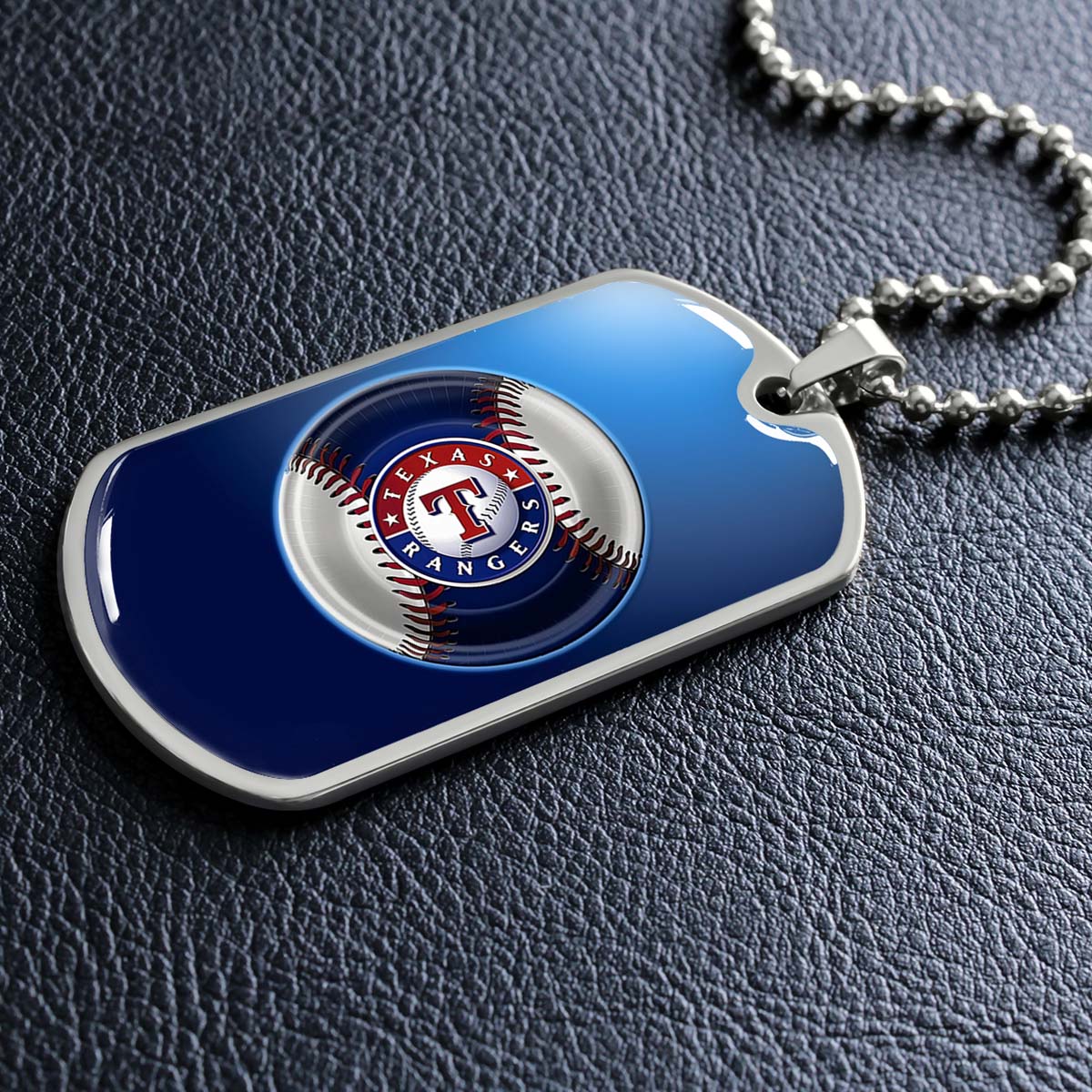 Baseball - BBD012 - Texas Rangers - Baseball Dog Tag - Military Ball Chain - Luxury Dog Tag