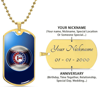 Baseball - BBD012 - Texas Rangers - Baseball Dog Tag - Military Ball Chain - Luxury Dog Tag