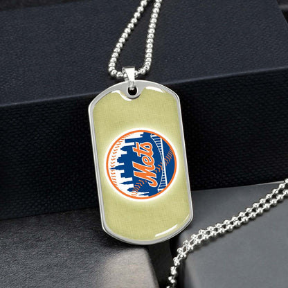 Baseball - BBD013 - New York Mets - Baseball Dog Tag - Military Ball Chain - Luxury Dog Tag