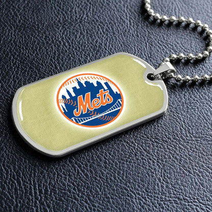 Baseball - BBD013 - New York Mets - Baseball Dog Tag - Military Ball Chain - Luxury Dog Tag