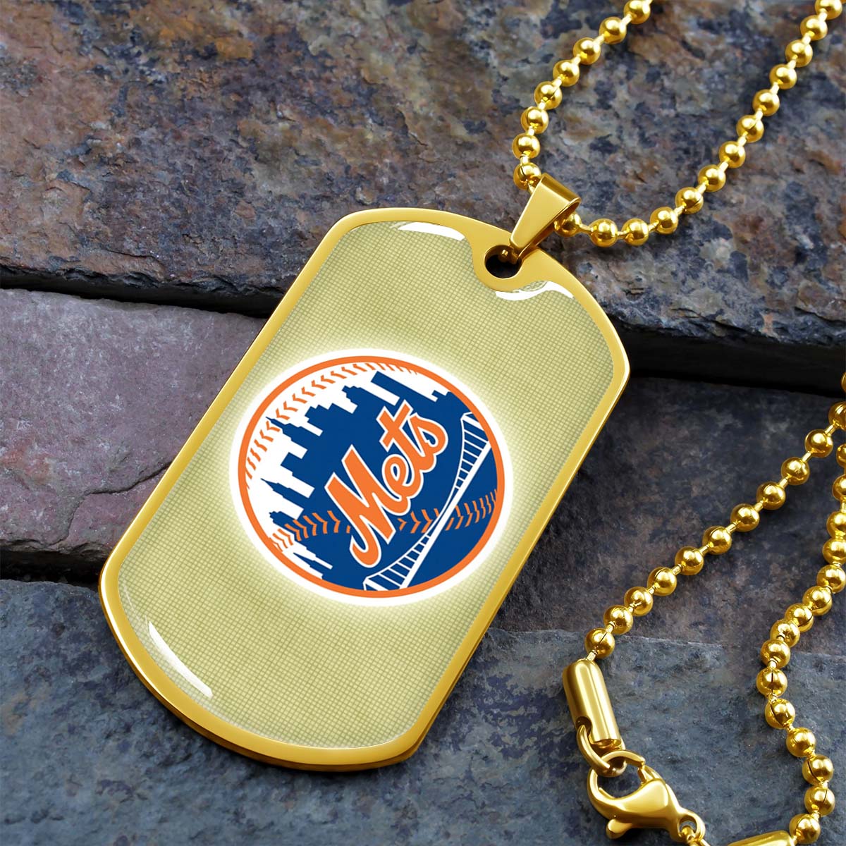 Baseball - BBD013 - New York Mets - Baseball Dog Tag - Military Ball Chain - Luxury Dog Tag