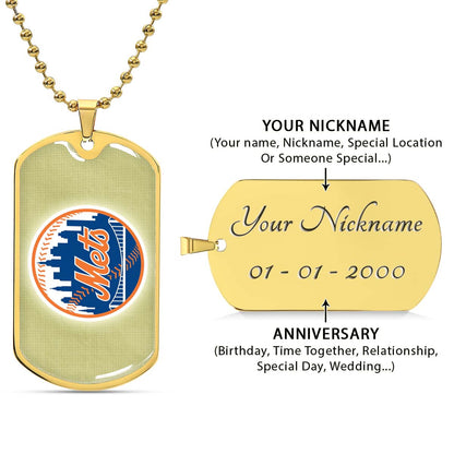 Baseball - BBD013 - New York Mets - Baseball Dog Tag - Military Ball Chain - Luxury Dog Tag