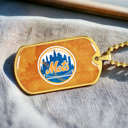 Baseball - BBD014 - New York Mets - Baseball Dog Tag - Military Ball Chain - Luxury Dog Tag