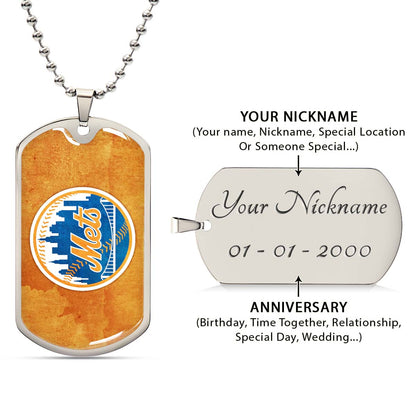 Baseball - BBD014 - New York Mets - Baseball Dog Tag - Military Ball Chain - Luxury Dog Tag