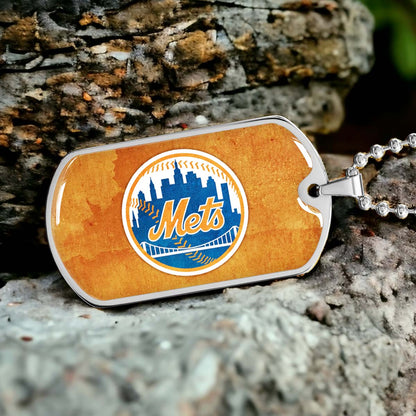 Baseball - BBD014 - New York Mets - Baseball Dog Tag - Military Ball Chain - Luxury Dog Tag