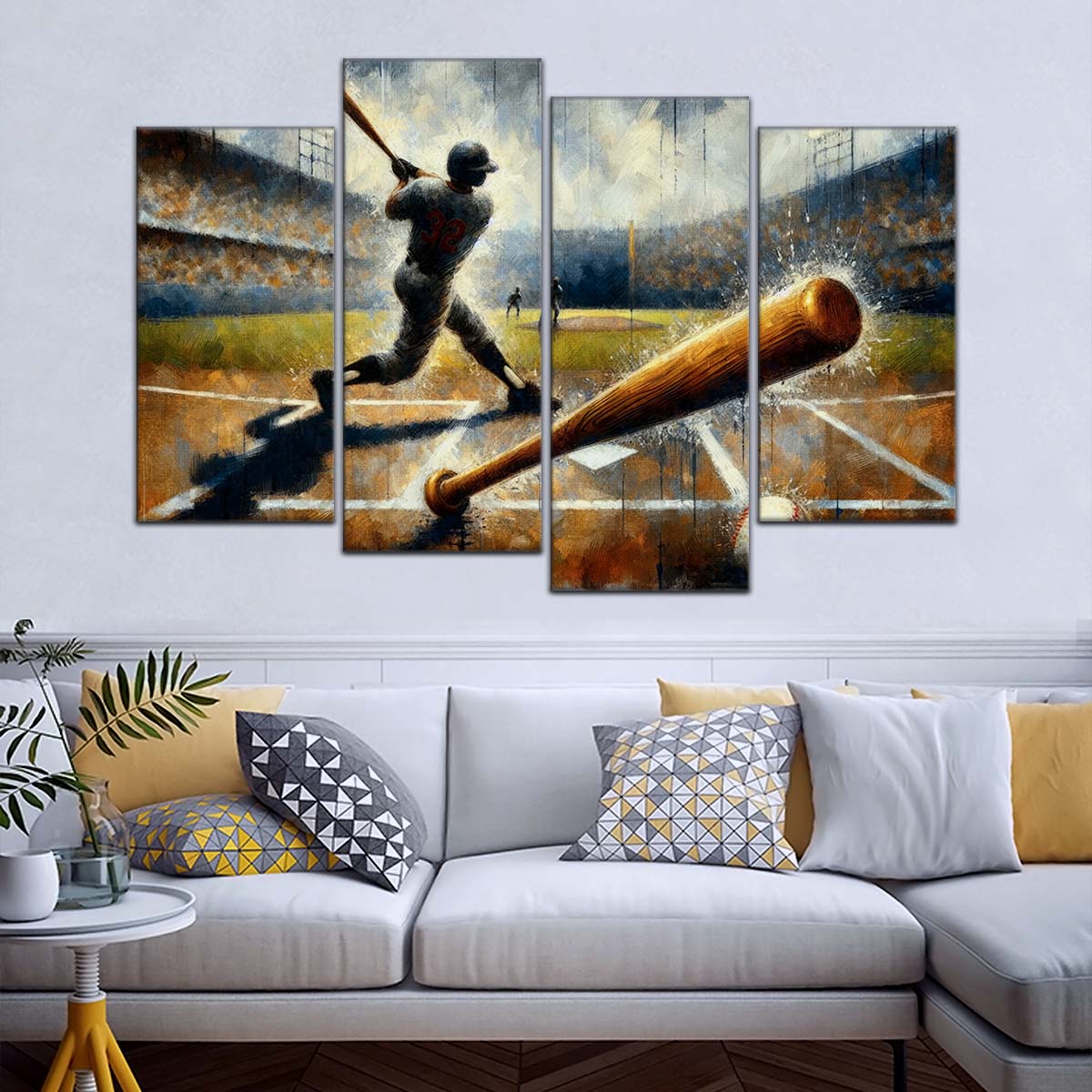 Baseball Canvas Wall Art - BB5039 - Baseball Game Action