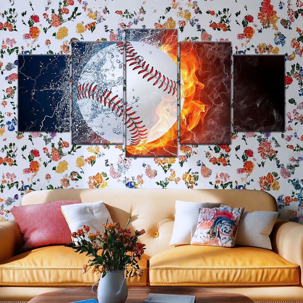 Baseball Canvas Wall Art - BB5040 - Epic Baseball Blaze