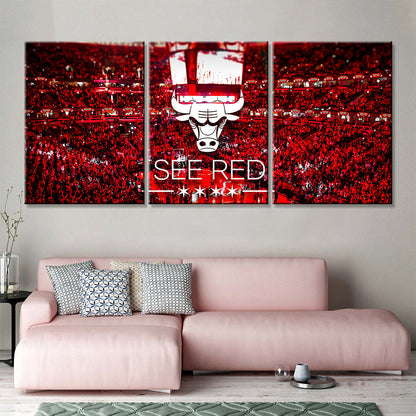 Basketball Canvas Wall Art - BK5027 - Chicago Bulls - See Red