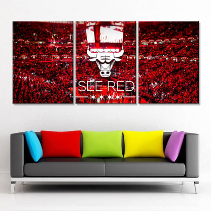 Basketball Canvas Wall Art - BK5027 - Chicago Bulls - See Red