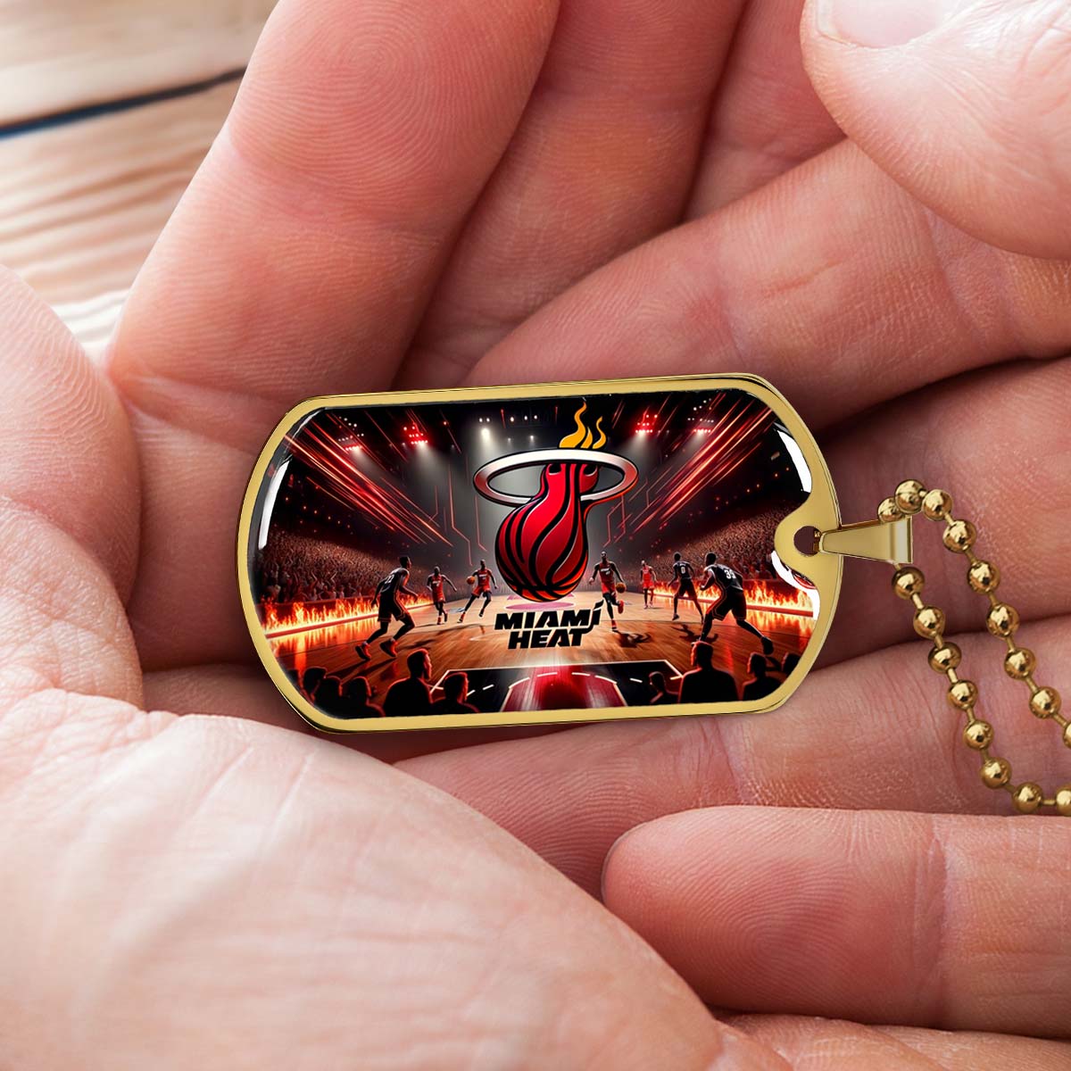 Basketball - BKD003 - Miami Heat Basketball - Basketball Dog Tag - Military Ball Chain - Luxury Dog Tag