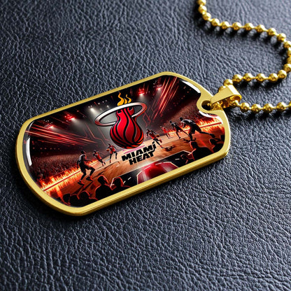 Basketball - BKD003 - Miami Heat Basketball - Basketball Dog Tag - Military Ball Chain - Luxury Dog Tag
