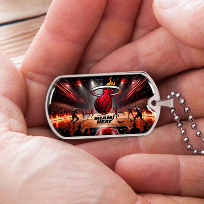 Basketball - BKD003 - Miami Heat Basketball - Basketball Dog Tag - Military Ball Chain - Luxury Dog Tag