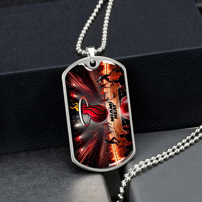 Basketball - BKD003 - Miami Heat Basketball - Basketball Dog Tag - Military Ball Chain - Luxury Dog Tag
