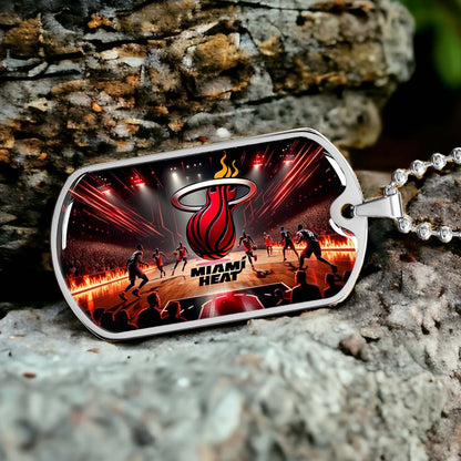 Basketball - BKD003 - Miami Heat Basketball - Basketball Dog Tag - Military Ball Chain - Luxury Dog Tag