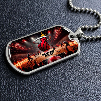 Basketball - BKD003 - Miami Heat Basketball - Basketball Dog Tag - Military Ball Chain - Luxury Dog Tag