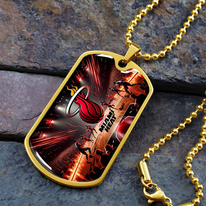 Basketball - BKD003 - Miami Heat Basketball - Basketball Dog Tag - Military Ball Chain - Luxury Dog Tag
