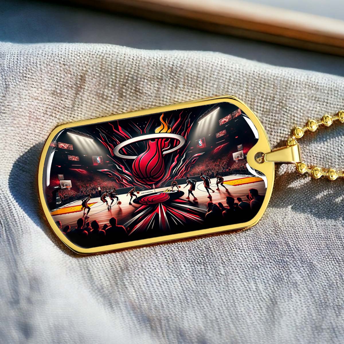 Basketball - BKD004 - Miami Heat Basketball - Basketball Dog Tag - Military Ball Chain - Luxury Dog Tag