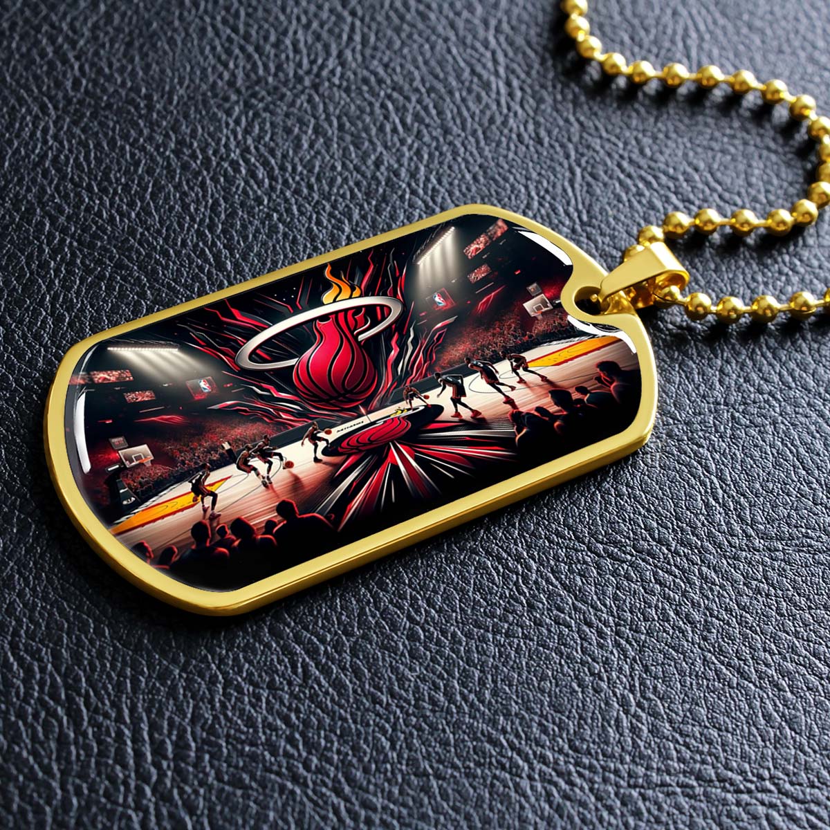 Basketball - BKD004 - Miami Heat Basketball - Basketball Dog Tag - Military Ball Chain - Luxury Dog Tag