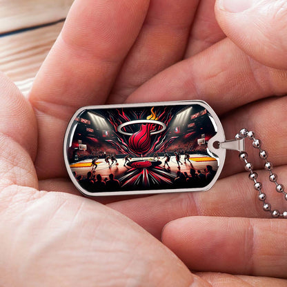 Basketball - BKD004 - Miami Heat Basketball - Basketball Dog Tag - Military Ball Chain - Luxury Dog Tag