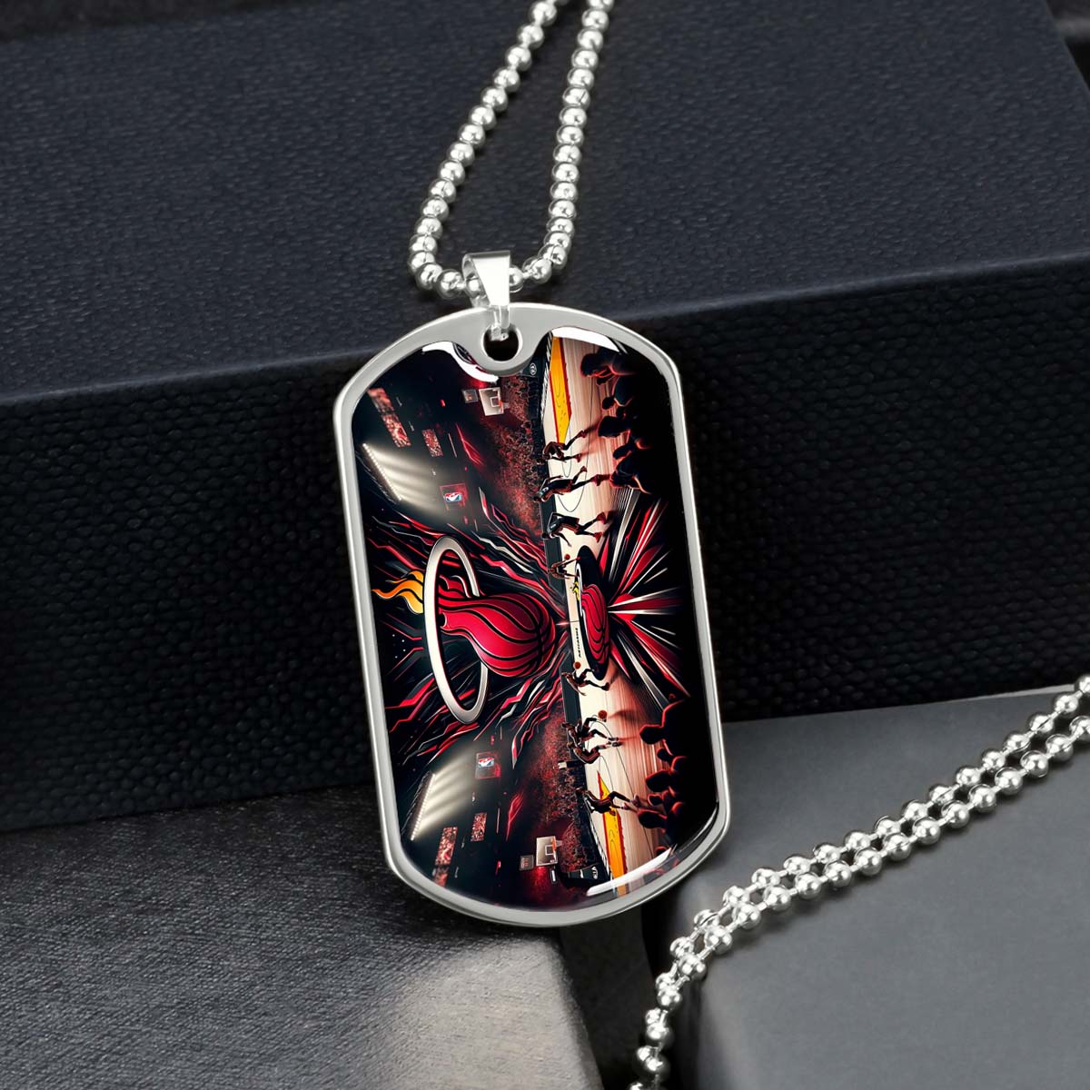 Basketball - BKD004 - Miami Heat Basketball - Basketball Dog Tag - Military Ball Chain - Luxury Dog Tag