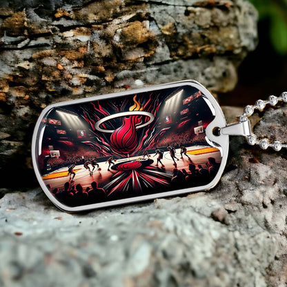 Basketball - BKD004 - Miami Heat Basketball - Basketball Dog Tag - Military Ball Chain - Luxury Dog Tag