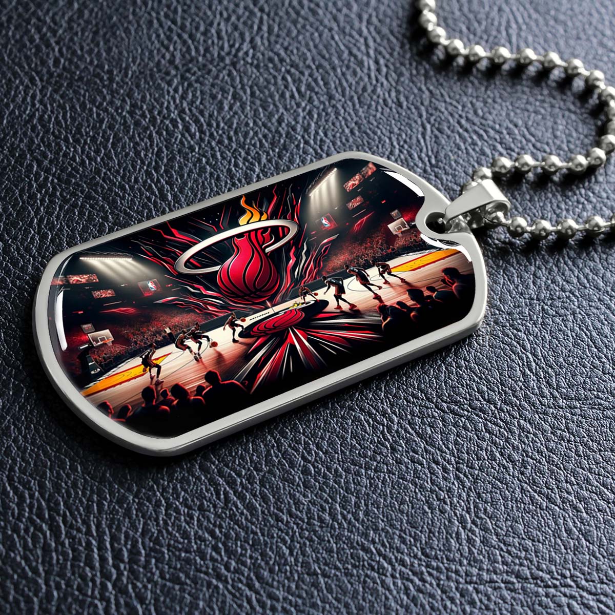 Basketball - BKD004 - Miami Heat Basketball - Basketball Dog Tag - Military Ball Chain - Luxury Dog Tag