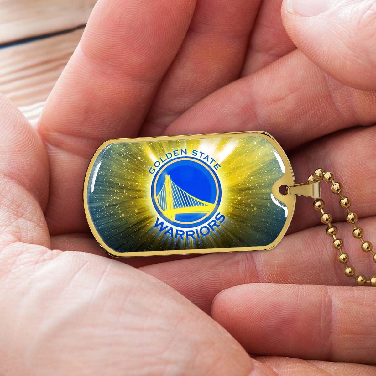 Basketball Dog Tag Necklace - BKD005 - Golden State Warriors - Military Ball Chain