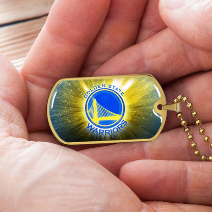 Basketball Dog Tag Necklace - BKD005 - Golden State Warriors - Military Ball Chain
