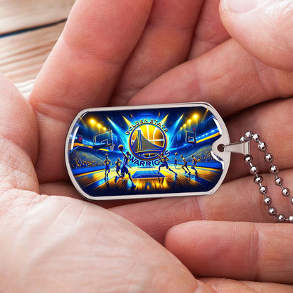 Basketball - BKD007 - Golden State Warriors - Basketball Dog Tag - Military Ball Chain - Luxury Dog Tag