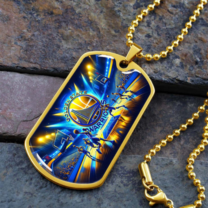 Basketball - BKD007 - Golden State Warriors - Basketball Dog Tag - Military Ball Chain - Luxury Dog Tag