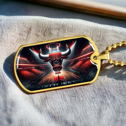 Basketball - BKD008 - Chicago Bulls - Basketball Dog Tag - Military Ball Chain - Luxury Dog Tag