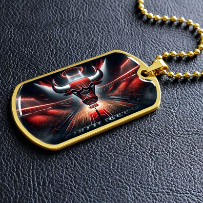 Basketball - BKD008 - Chicago Bulls - Basketball Dog Tag - Military Ball Chain - Luxury Dog Tag