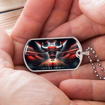 Basketball - BKD008 - Chicago Bulls - Basketball Dog Tag - Military Ball Chain - Luxury Dog Tag