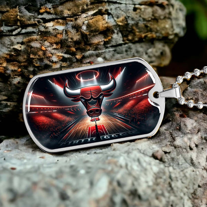 Basketball - BKD008 - Chicago Bulls - Basketball Dog Tag - Military Ball Chain - Luxury Dog Tag