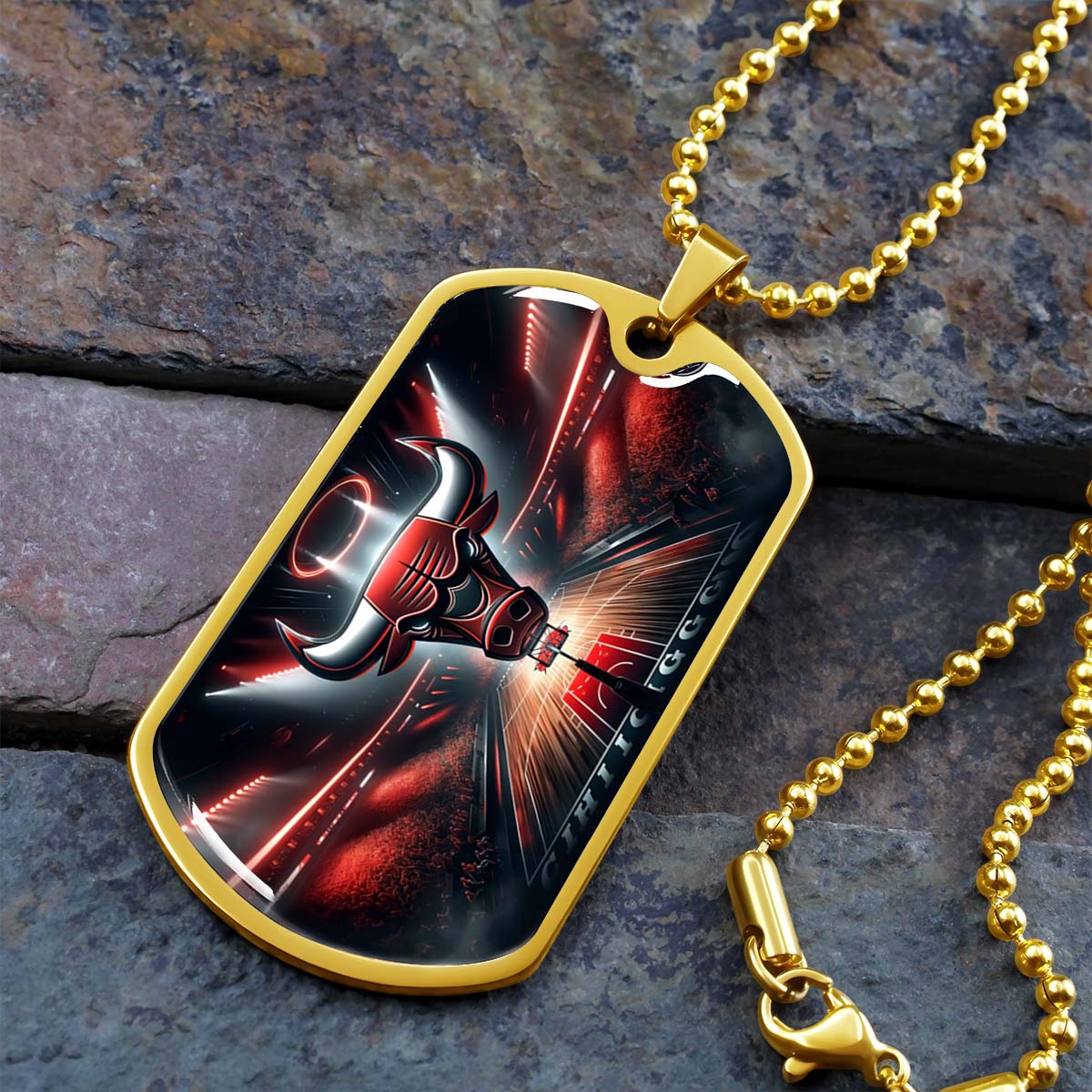 Basketball - BKD008 - Chicago Bulls - Basketball Dog Tag - Military Ball Chain - Luxury Dog Tag