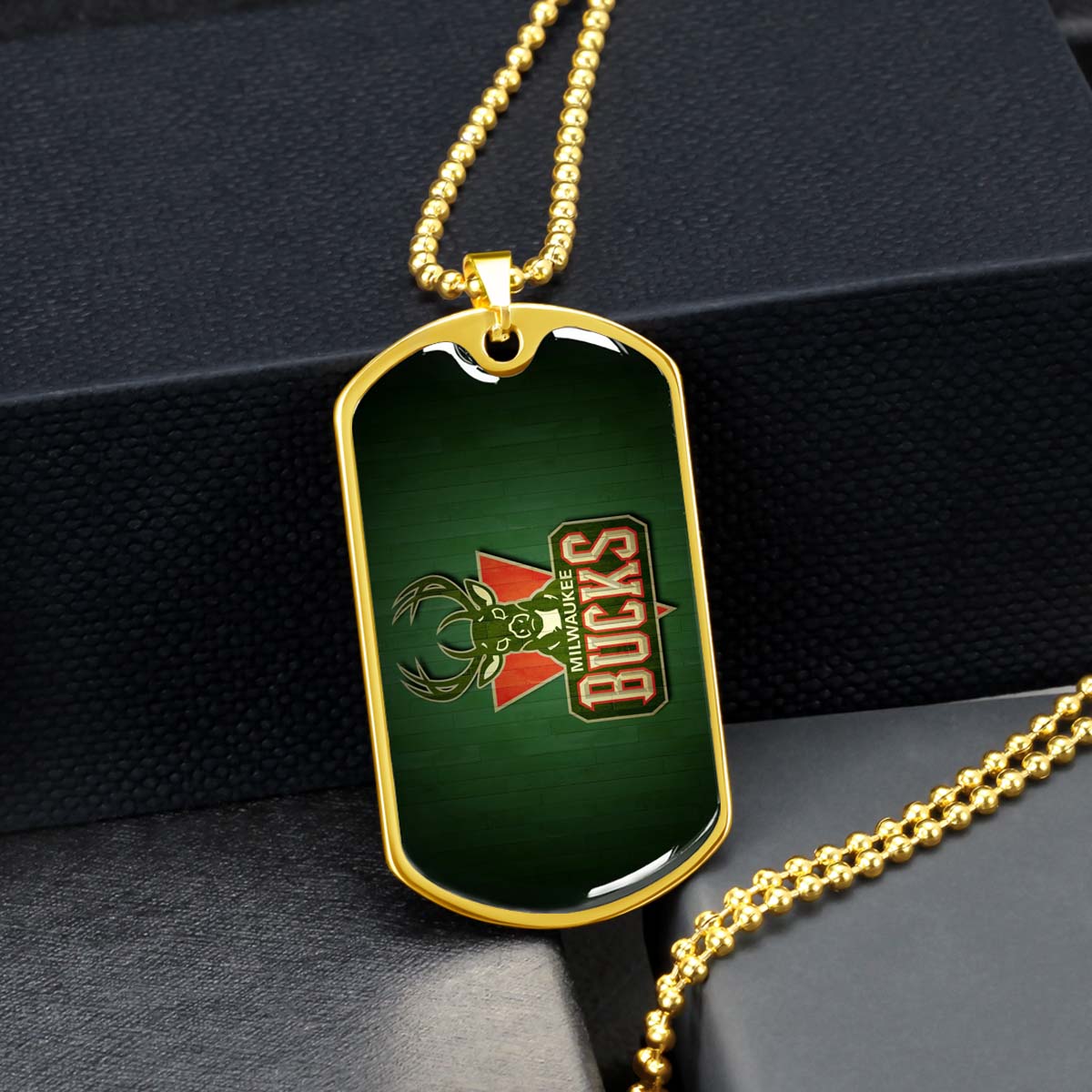 Basketball - BKD013 - Milwaukee Bucks Sports - Basketball Dog Tag - Military Ball Chain - Luxury Dog Tag