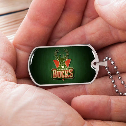 Basketball - BKD013 - Milwaukee Bucks Sports - Basketball Dog Tag - Military Ball Chain - Luxury Dog Tag