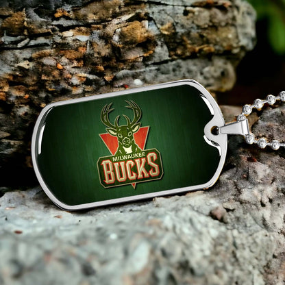 Basketball - BKD013 - Milwaukee Bucks Sports - Basketball Dog Tag - Military Ball Chain - Luxury Dog Tag
